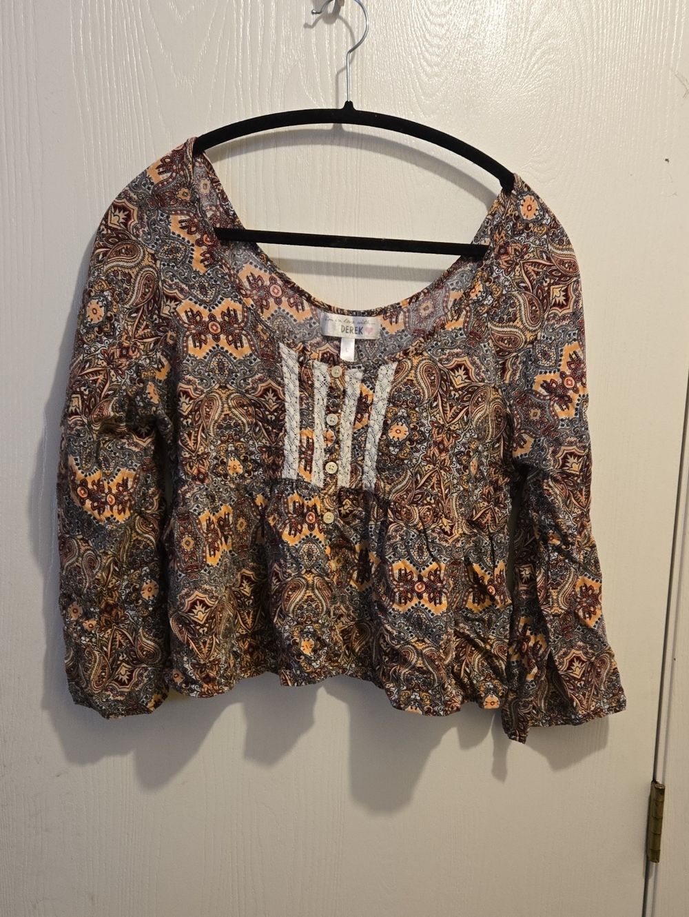 Derek Heart Multicolor Paisley Peasant Blouse - L6